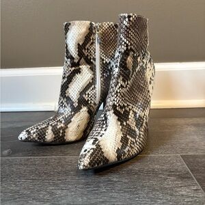 Snakeskin Pattern Heeled Ankle Boots